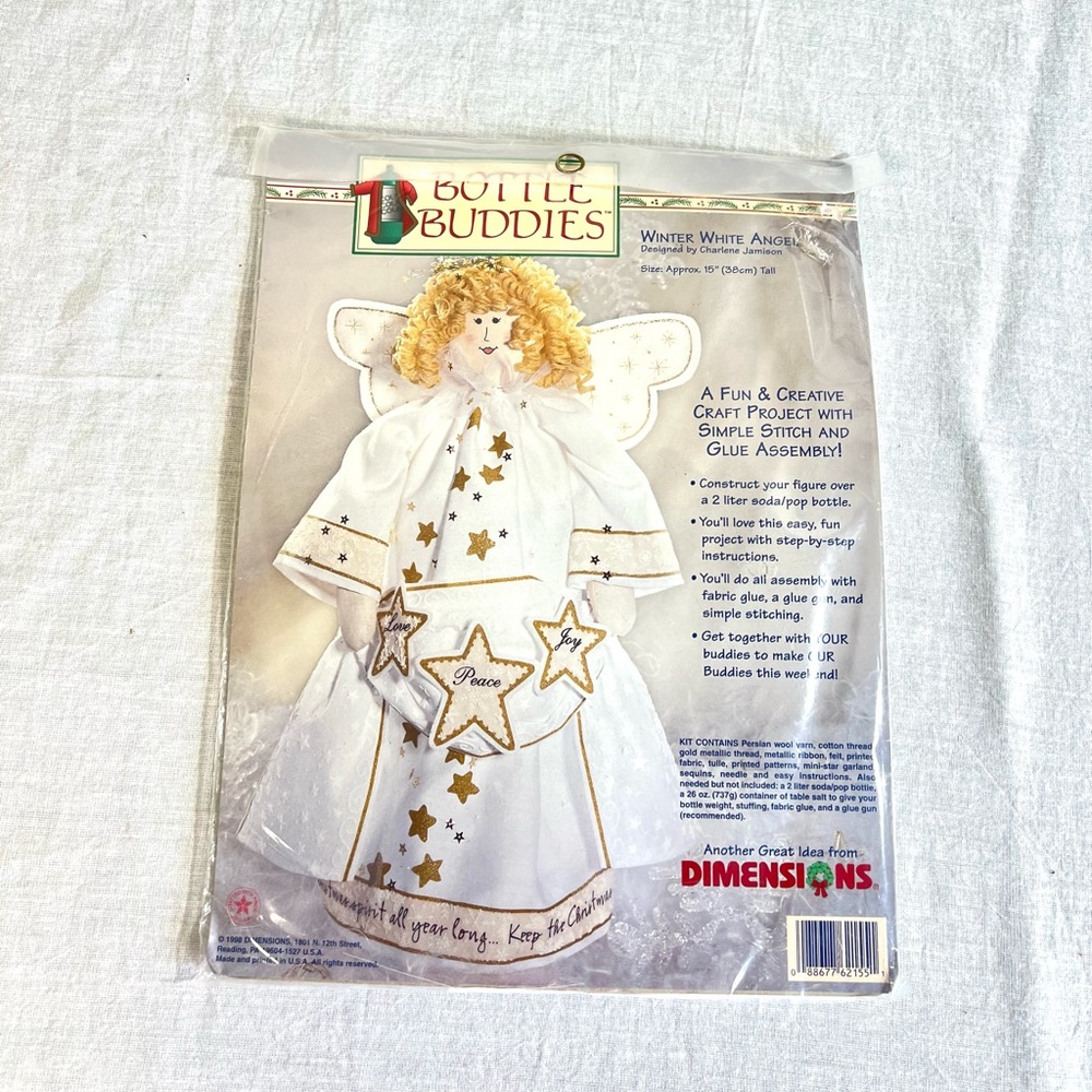 New bottle buddies craft kit winter white angel dimensions